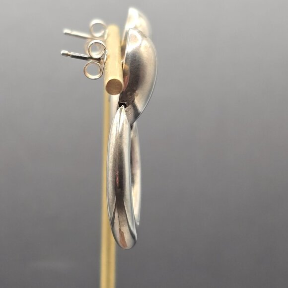 VTG Sterling Doorknocker Earrings 1.5" Signed SU Thailand Hollow-Form 8.49g - Picture 2 of 9